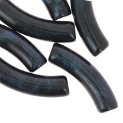 Cuenta tubo curva acrílica opaca 33x8mm - Perla jaspeada negra x6|raw }}