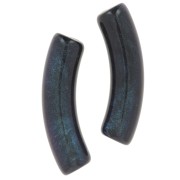 Cuenta tubo curva acrílica opaca 33x8mm - Perla jaspeada negra x6