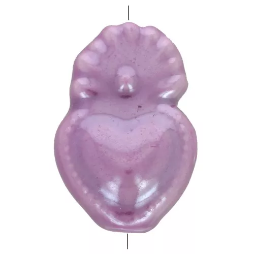 Cuenta de cerámica Ex-voto corazón mexicano 15x10 mm - Morado iridiscente x1
