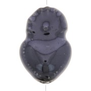 Cuenta de cerámica Ex-voto corazón mexicano 15x10 mm - Negro iridiscente x1