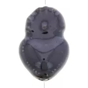 Cuenta de cerámica Ex-voto corazón mexicano 15x10 mm - Negro iridiscente x1