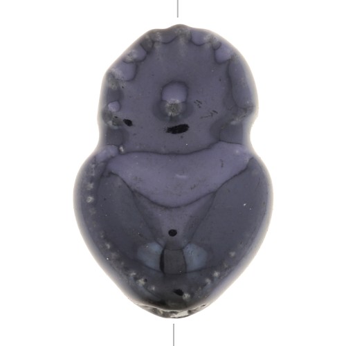 Cuenta de cerámica Ex-voto corazón mexicano 15x10 mm - Negro iridiscente x1