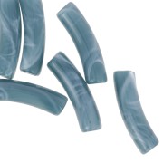 Cuentas tubo curvadas 19x5 mm en acrílico opaco - Azul gris jaspeado x10