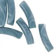 Cuentas tubo curvadas 19x5 mm en acrílico opaco - Azul gris jaspeado x10