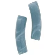 Cuentas tubulares curvadas de acrílico opaco 19x5 mm - Azul gris jaspeado x10