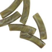 Cuentas tubo curvadas 19x5 mm en acrílico opaco - Oliva jaspeado x10
