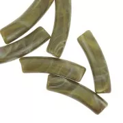 Cuentas tubo curvadas 19x5 mm en acrílico opaco - Oliva jaspeado x10