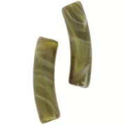 Cuentas tubulares curvadas de acrílico opaco 19x5 mm - Oliva jaspeado x10