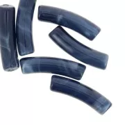 Cuentas tubo curvadas 19x5 mm en acrílico opaco - Azul medianoche jaspeado x10