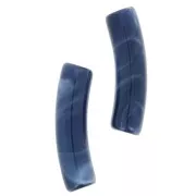 Cuentas tubulares curvadas de acrílico opaco 19x5 mm - Azul medianoche jaspeado x10