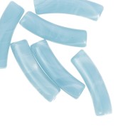 Cuentas acrílicas opacas 19x5 mm tubo curvo - Azul cielo jaspeado x10