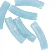 Cuentas acrílicas opacas 19x5 mm tubo curvo - Azul cielo jaspeado x10