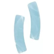 Cuentas acrílicas opacas 19x5 mm tubo curvo - Azul cielo jaspeado x10