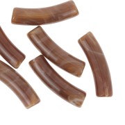 Perlas tubo curvadas 19x5 mm en acrílico opaco - Marrón jaspeado x10