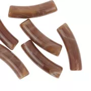 Perlas tubo curvadas 19x5 mm en acrílico opaco - Marrón jaspeado x10
