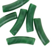 Cuentas tubo curvadas 19x5 mm en acrílico opaco - Verde oscuro jaspeado x10