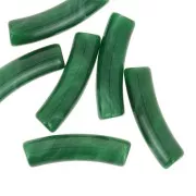 Cuentas tubo curvadas 19x5 mm en acrílico opaco - Verde oscuro jaspeado x10