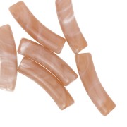 Perlas tubo curvadas 19x5 mm en acrílico opaco - Marrón claro jaspeado x10