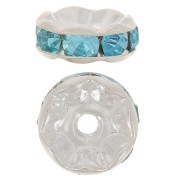 Perla rondel Strass 8 mm plateado/Aquamarine  x1|raw }}
