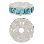 Perla rondel Strass 8 mm plateado/Aquamarine  x1