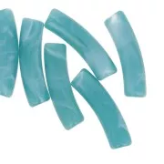 Cuentas acrílicas opacas 19x5 mm tubo curvo - Pato azul jaspeado x6