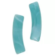 Cuentas acrílicas opacas 19x5 mm tubo curvo - Pato azul jaspeado x6