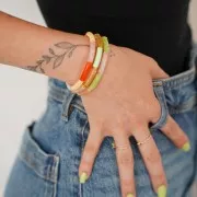 Cuenta tubo curvada acrílico opaco 19x5 mm - Azul pato jaspeado x6