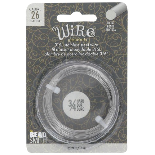 0.41 mm alambre redondo duro - acero inoxidable 316L x15m