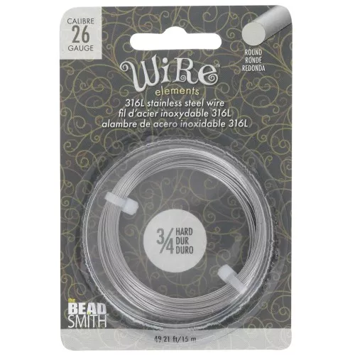 0.41 mm alambre redondo duro - acero inoxidable 316L x15m