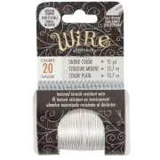 Alambre de cobre redondo texturizado de 0,81 mm, semiduro - Plateado, resistente al deslustre x13.7m