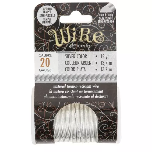 Alambre de cobre redondo trenzado de 0,81 mm, semiduro - Plateado antideslustrante, 13,7 m
