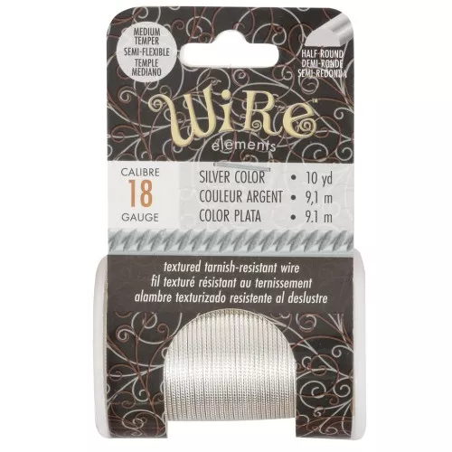 Hilo de cobre redondo trenzado de 1,02 mm, semiduro - Plateado para evitar el deslustre x9.1m