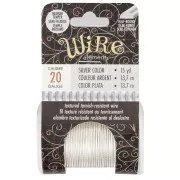 Hilo de cobre redondo estriado de 0,81 mm, semiduro - Plateado antideslustrante, 13,7 m