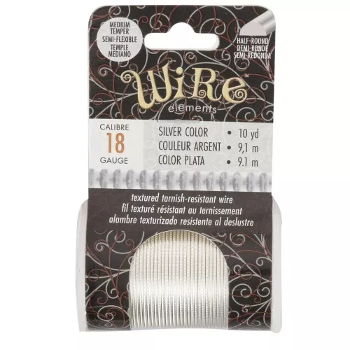 Alambre de cobre redondo estriado de 1,02 mm, semiduro - Plateado para evitar el deslustre, 9,1 m