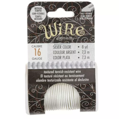Hilo de cobre redondo estriado de 1,29 mm, semiduro - Plateado para evitar el deslustre x7.3m
