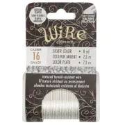 Hilo de cobre redondo martillado de 1,29 mm, semiduro - Plateado para evitar el deslustre x7.3m