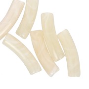 Cuentas tubulares curvadas de acrílico translúcido 19x5 mm - Crudo jaspeado x10|raw }}