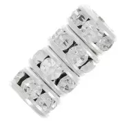 Perla rondel Strass 6 mm plateado/Crystal  x4
