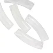 Perlas tubo curvadas 19x5 mm en acrílico transparente - Blanco jaspeado x10