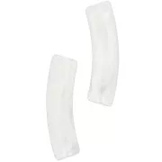Perlas tubo curvadas 19x5 mm en acrílico transparente - Blanco jaspeado x10