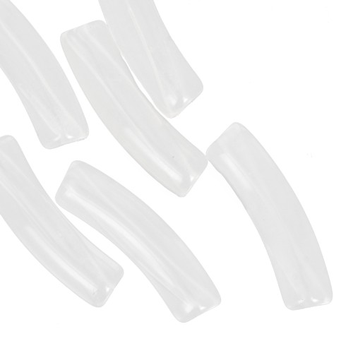 Perlas tubo curvadas 19x5 mm en acrílico transparente - Transparente x10
