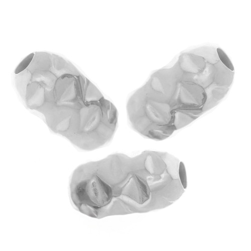 Cuenta con forma de oliva 5x3 mm efecto arrugado - Plateado 925 x20