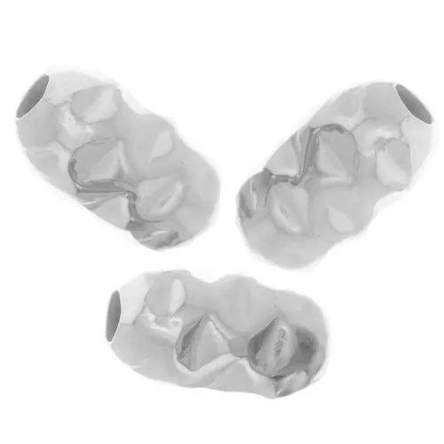 Cuenta con forma de oliva 7x4 mm efecto arrugado - Plata 925 x10