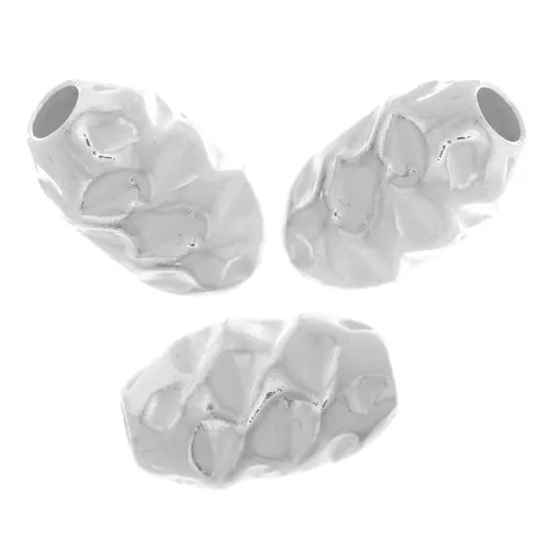 Cuenta con forma de oliva 8x5 mm efecto arrugado - Plata 925 x5