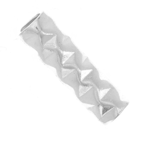 Cuenta tubo 10x3 mm efecto diamante - Plata 925 x1