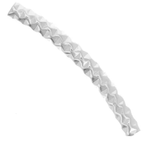 Cuenta tubo curvado 30x3 mm efecto diamante - Plata 925 x1