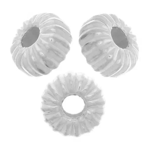 Cuenta arandala a rayas 4 mm - Plata 925 x10