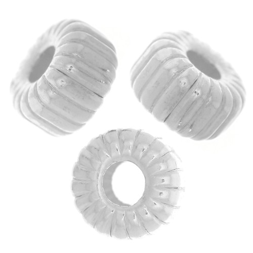 Cuenta arandala a rayas 5 mm - Plata 925 x6