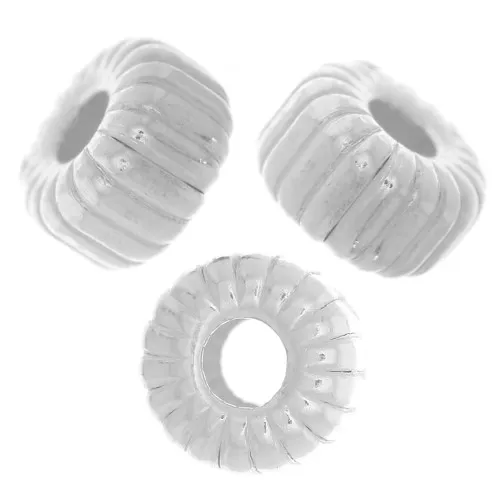 Cuenta arandala a rayas 5 mm - Plata 925 x6