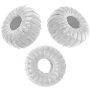 Cuenta arandala a rayas 6 mm - Plata 925 x4